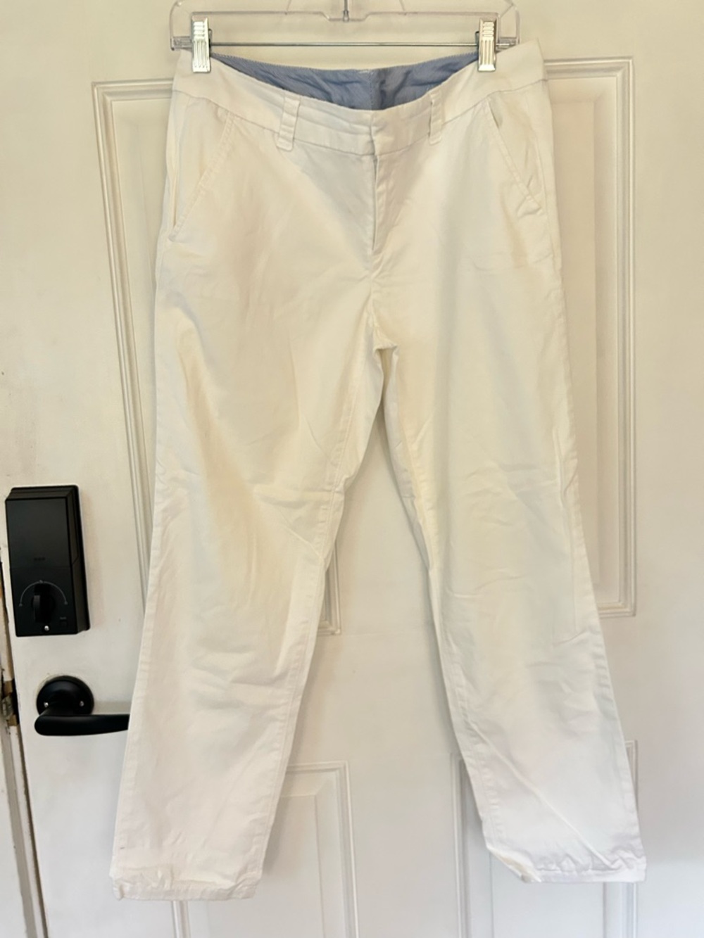 STYLUS White Cropped Ankle Pants with Blue Waist Lining